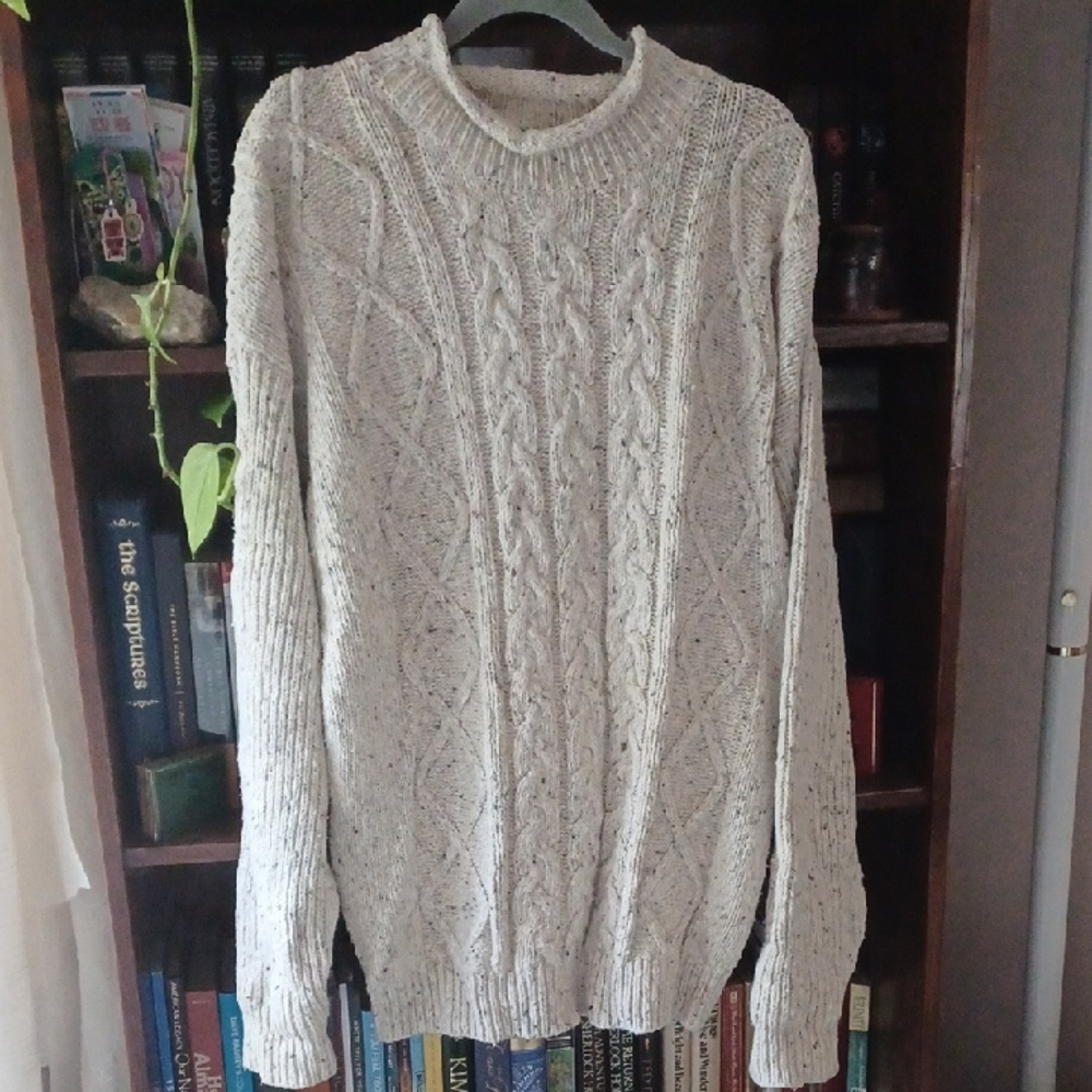 Vintage Cream Speckled Grandpa Sweater